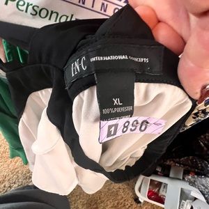 White with black cold shoulder blouse